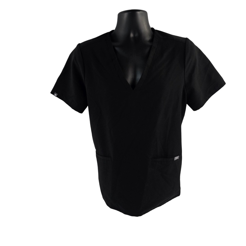 FIGS Technical Collection Black‎ Scrub Top V Neck Medical Uniform L